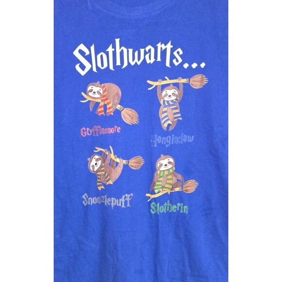 Harry Potter Slothwarts Sloth Shirt Unisex Top Funny Sloths Tee Blue Sz Medium M - Picture 5 of 9
